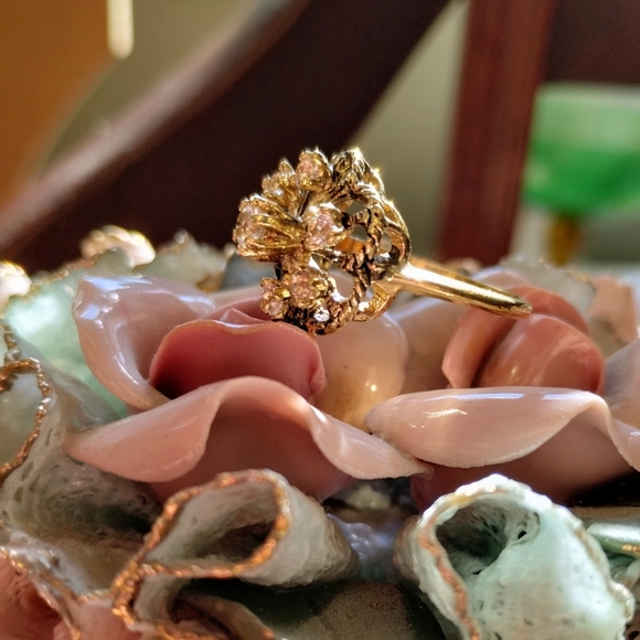 18 kt GOLD plated VINTAGE flower ring - Picture 7 of 7